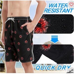 Scotamalone Men's XL Swimsuit - New with Label - Red Flowers